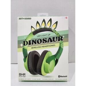 Art + Sound LED Light Up Dinosaur Wireless Headphones - NEW
